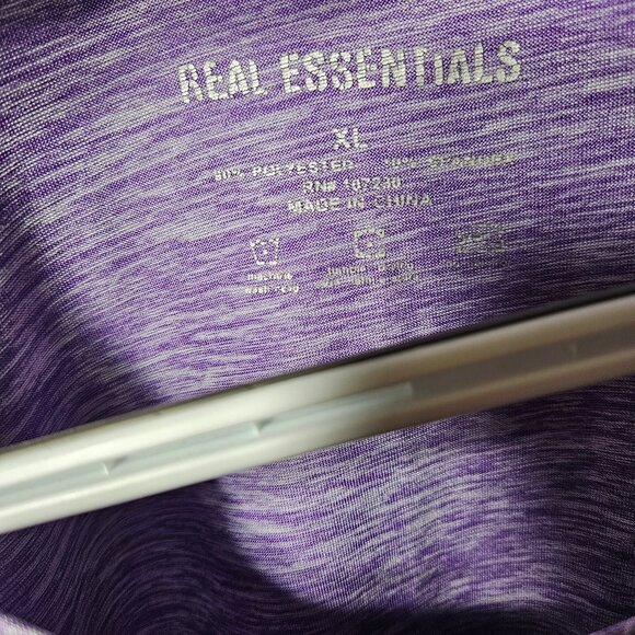 Heather Purple Real Essentials Short Sleeve T-Shirt XL - Picture 2 of 3